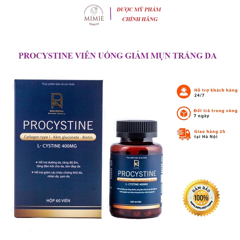 [CHÍNH HÃNG] Viên uống Procystine giảm mụn, trắng da hộp 60 viên