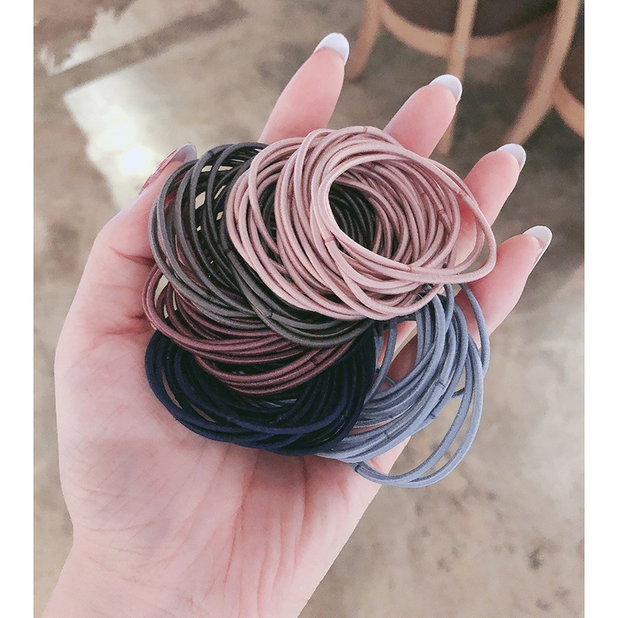 Chun buộc tóc hàn quốc cao su co giãn cho bé sợ nhỏ siêu mềm túi zip 100 cái - Dây chun buộc nhiều màu đẹp