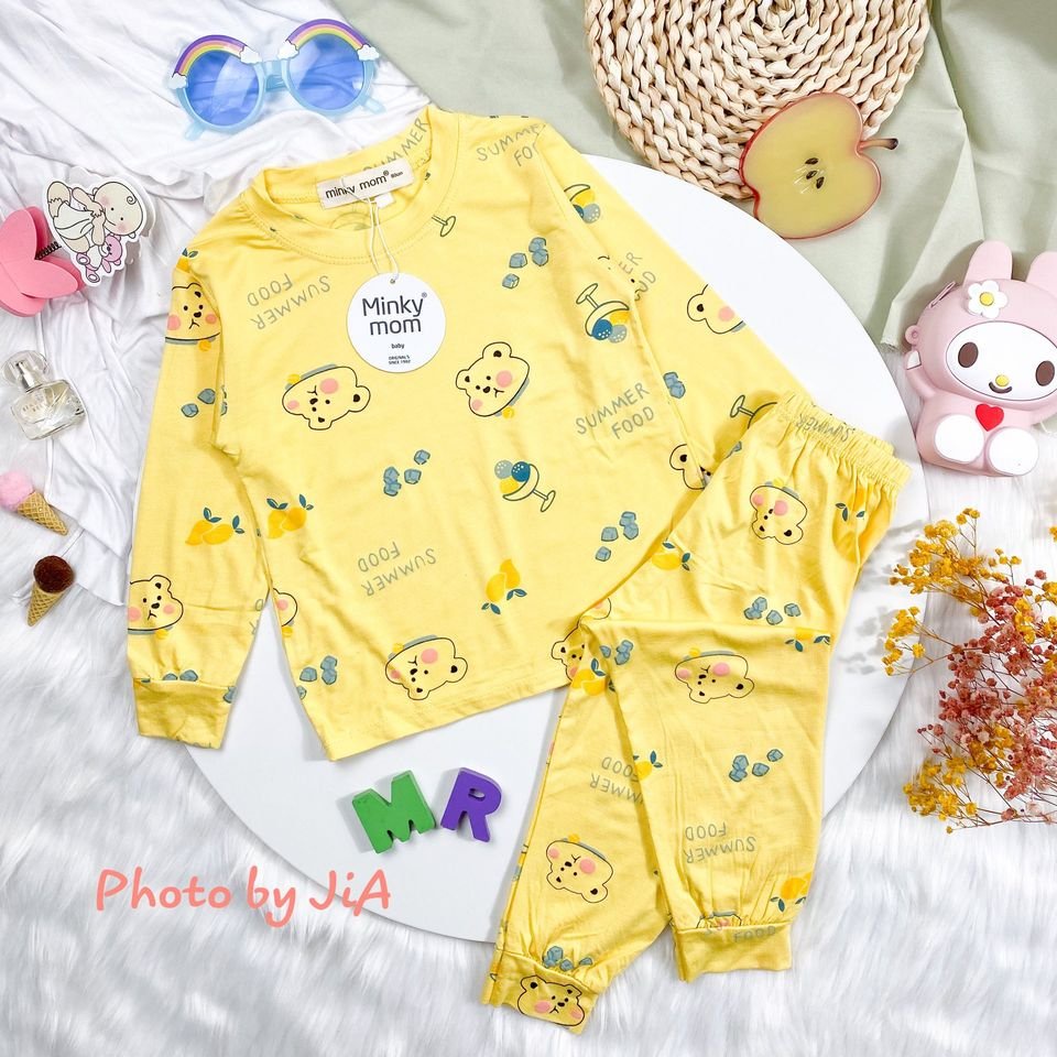 Bộ Thun Lạnh Thu Đông Dài Tay Gấu Brown Bé Trai Bé Gái  Size 8-18kg 💖 Thiết Kế Cạp Cao Giữ Ấm Tốt Cho Bé Khi Ngủ