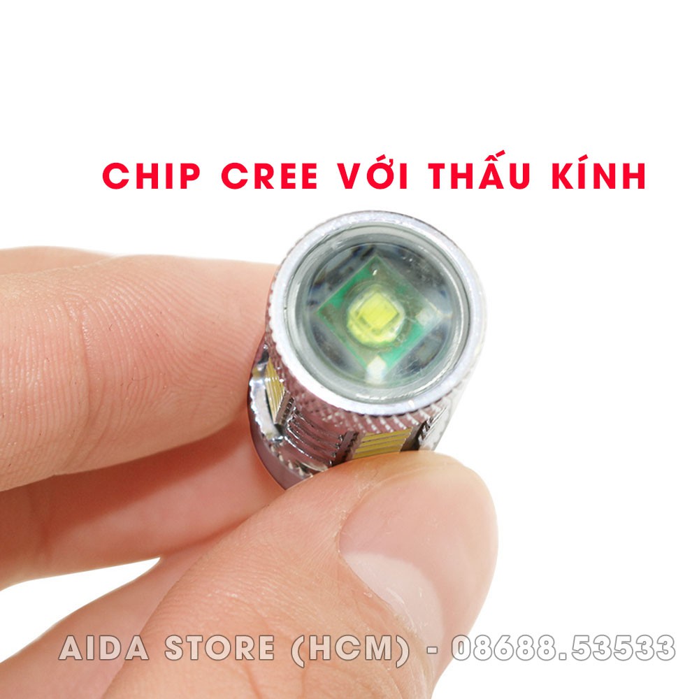 Bóng đèn lùi T15 T10 LED CREE thấu kính max sáng DC 12v 12w