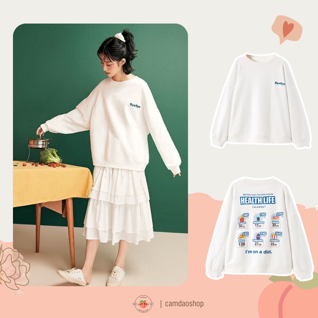 Áo Sweater Nỉ In Chữ Dáng Rộng Dày Dặn Phong Cách Năng Động Trẻ Trung Hàn Quốc