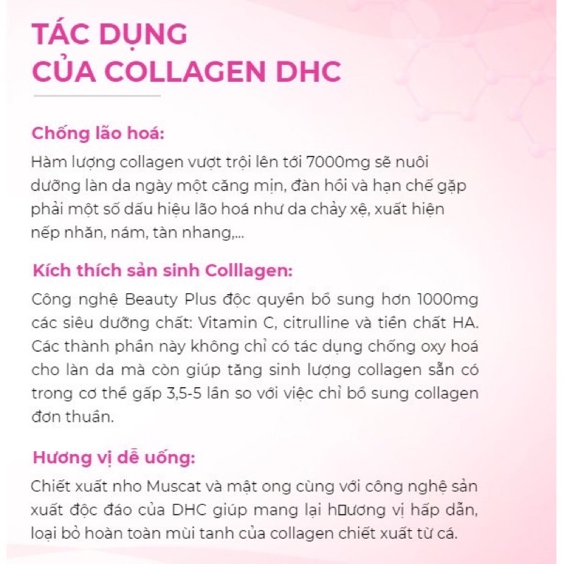 Combo 3 hộp Collagen DHC Nước uống collagen Collagen Beauty 7000 Plus