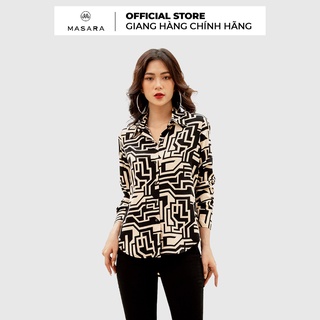 Áo sơ mi Masara chất liệu lụa hoạ tiết QR