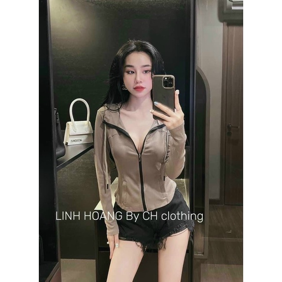 ANU77 - ÁO KHOÁC MŨ LIỀN TRƠN KHOÁ ĐEN 4M