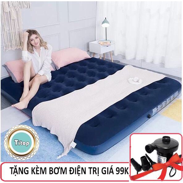 Nệm Hơi Đệm Hơi Cao Cấp Bestway Tặng 1 Bơm điện 203*152*22CM