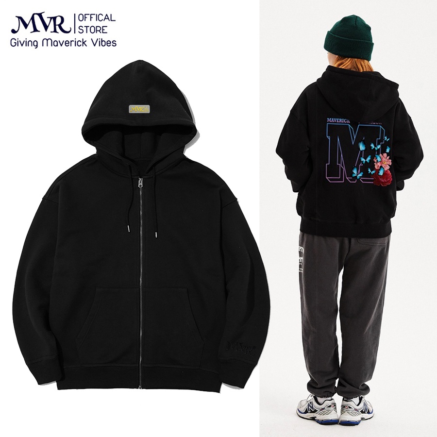 Áo khoác Hoodie Dây Kéo Zip Chống Nắng In Hình Hoa Phối Bươm Bướm M MVR Maverick Localbrand- MVR25022106