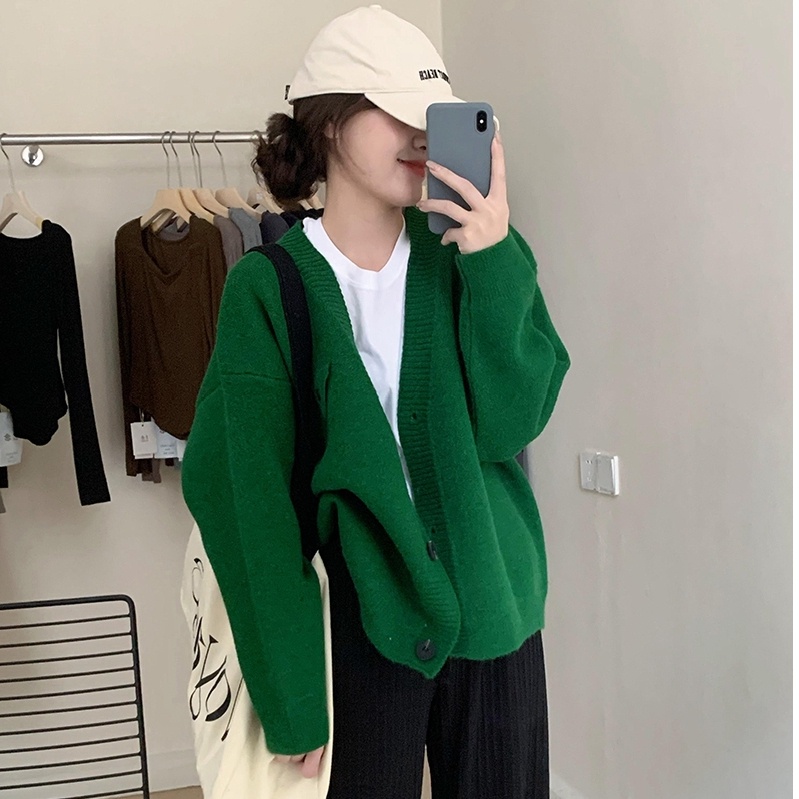 Áo khoác cardigan ZHELIHANGFEI dệt kim tay dài cổ chữ V phong cách học đường thời trang cho nữ