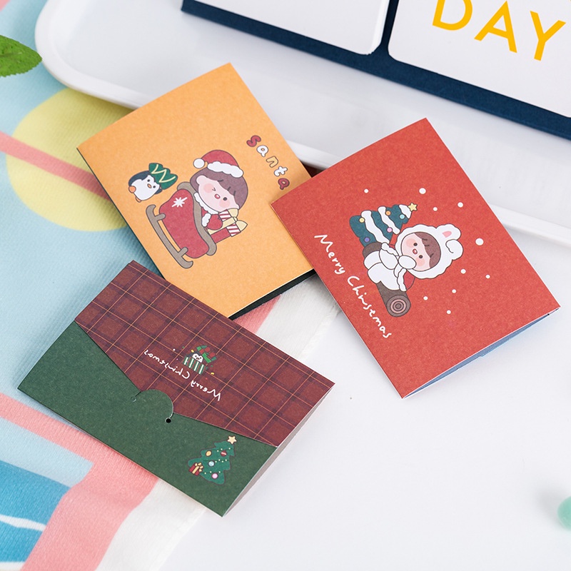Thiệp chúc mừng giáng sinh/sinh nhật họa tiết hoạt hình dễ thương có thể gấp gọn