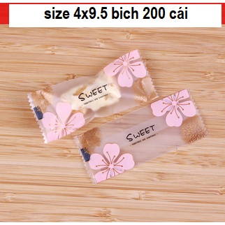 Túi Kẹo Nougat, túi Kẹo Hạnh Phúc, túi Kẹo Sữa hoa đào  (200c/bịch) SIZE MINI 4 x 9.5 CM