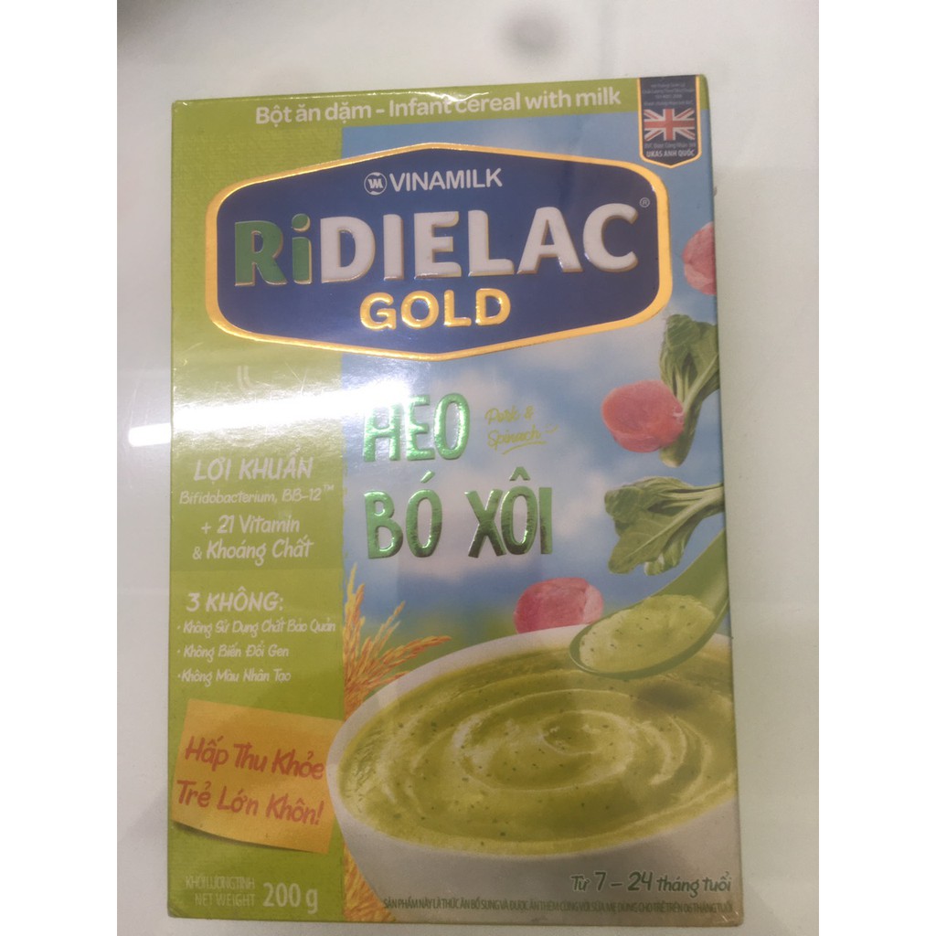 BỘT ĂN DẶM RIDIELAC GOLD HEO BÓ XÔI - HỘP GIẤY 200G