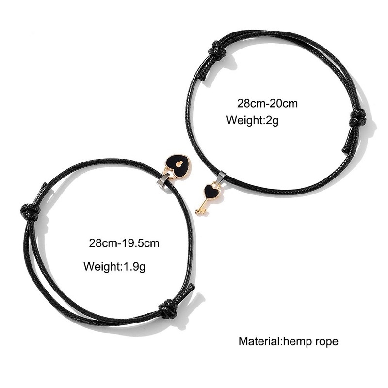 Creative Small Key Love Couple Simple Korean Bracelet Black Bracelet Retro Gift Girlfriend Bracelet
