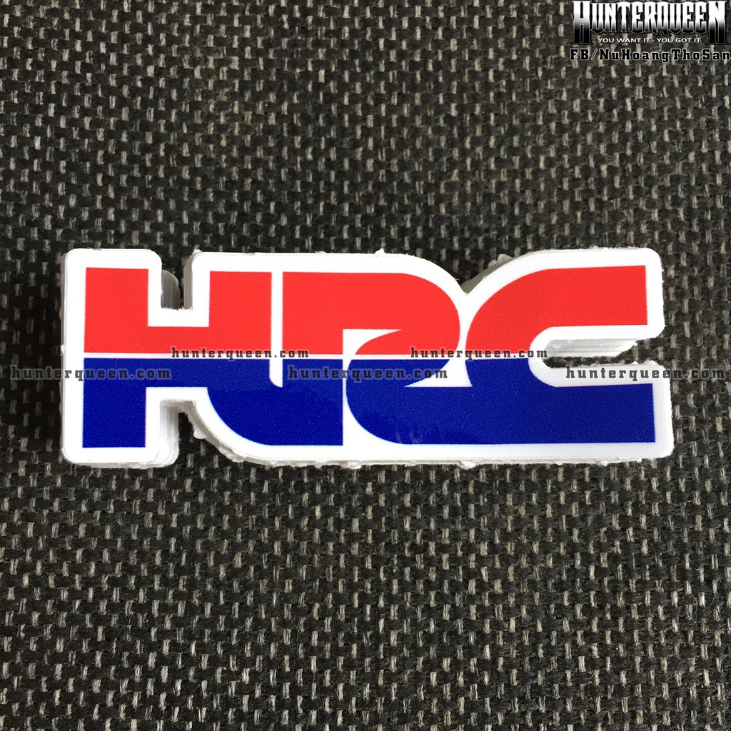 HRC[7.4x2.6cm] decal cao cấp chống nước, sắc nét, bền màu, dính chặt. Hình dán logo trang trí mọi nơi, in theo yêu cầu