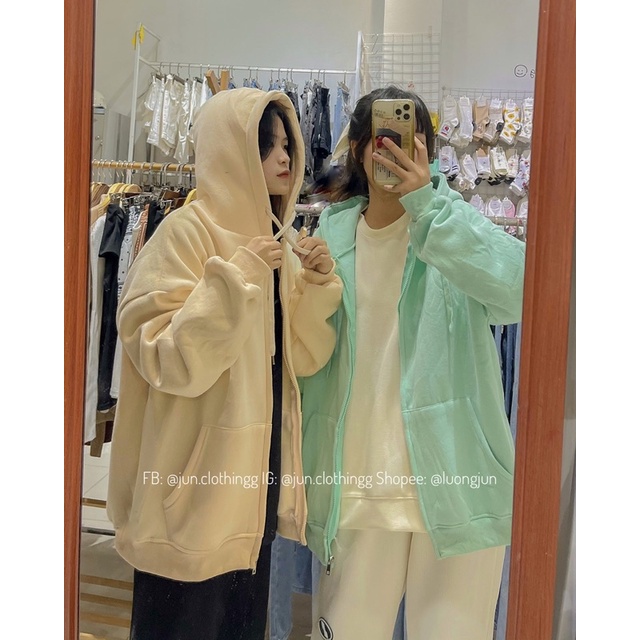 Hoodie zip nỉ bông trơn báic 9088 - Ảnh JUNclothing | BigBuy360 - bigbuy360.vn