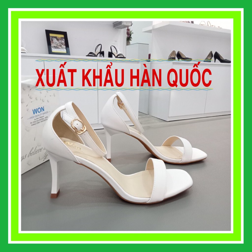 GIÀY SANDAL NỮ CAO GÓT XUẤT KHẨU HÀN QUỐC CAO CẤP - MÀU  TRẮNG 7CM - THƯƠNG HIỆU WON - ĐI CỰC ÊM MỀM