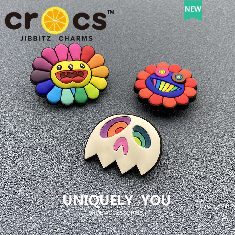 Phụ Kiện Khóa Giày crocs Hình Hoa Hướng Dương Mặt Cười Mặt Cười Trang Trí Trên