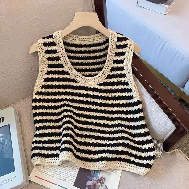 Áo Hai Dây Dệt Kim Kẻ Sọc Thời Trang Mùa Hè Hàn Quốc