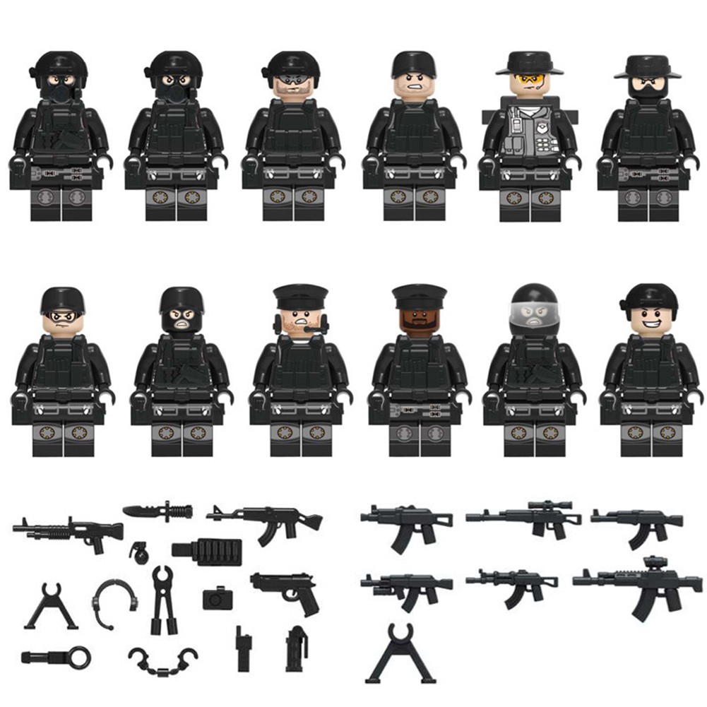 Set of 12 Lego police character models