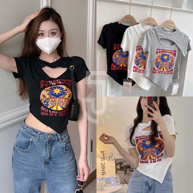 Áo thun croptop vạt chéo Sunshine