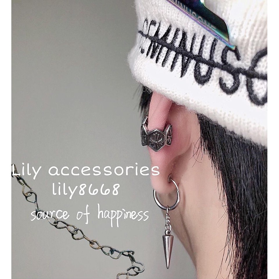 kẹp tai titan dây xích mũi nhọn không cần xỏ lỗ cho nam nữ không gỉ không đen không dị ứng