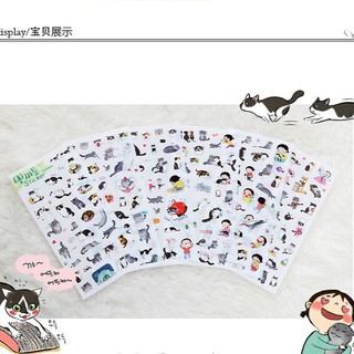 BỘ 6 STICKER HÀN QUỐC MÈO XÁM