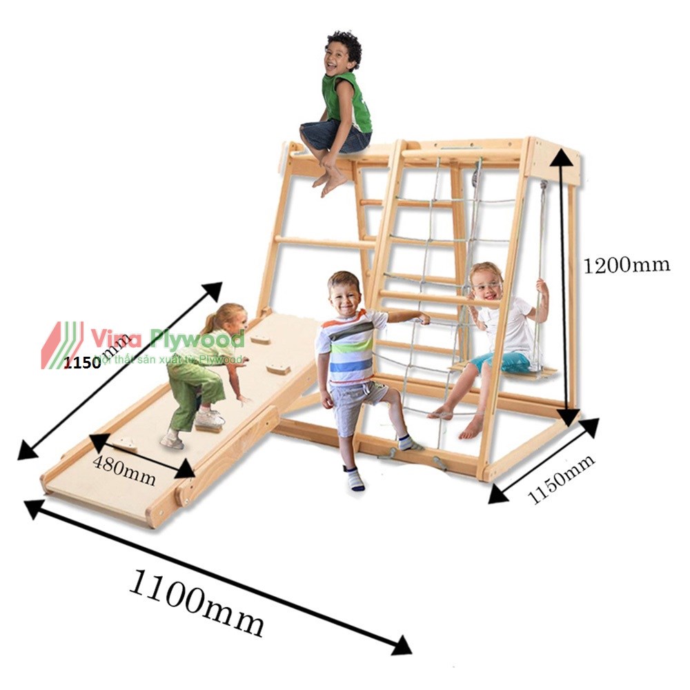 Nhà chơi leo núi bằng gỗ Plywood, nhà vận động tập thể dục cho bé