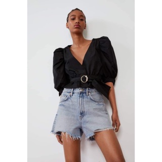quần short jeans denim zara cạp cao