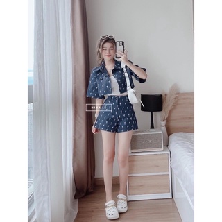 (SHOP nàng béo BIGSIZE 50kg đến 90kg )set áo sơ mi ctoptop kèm quần ngắn