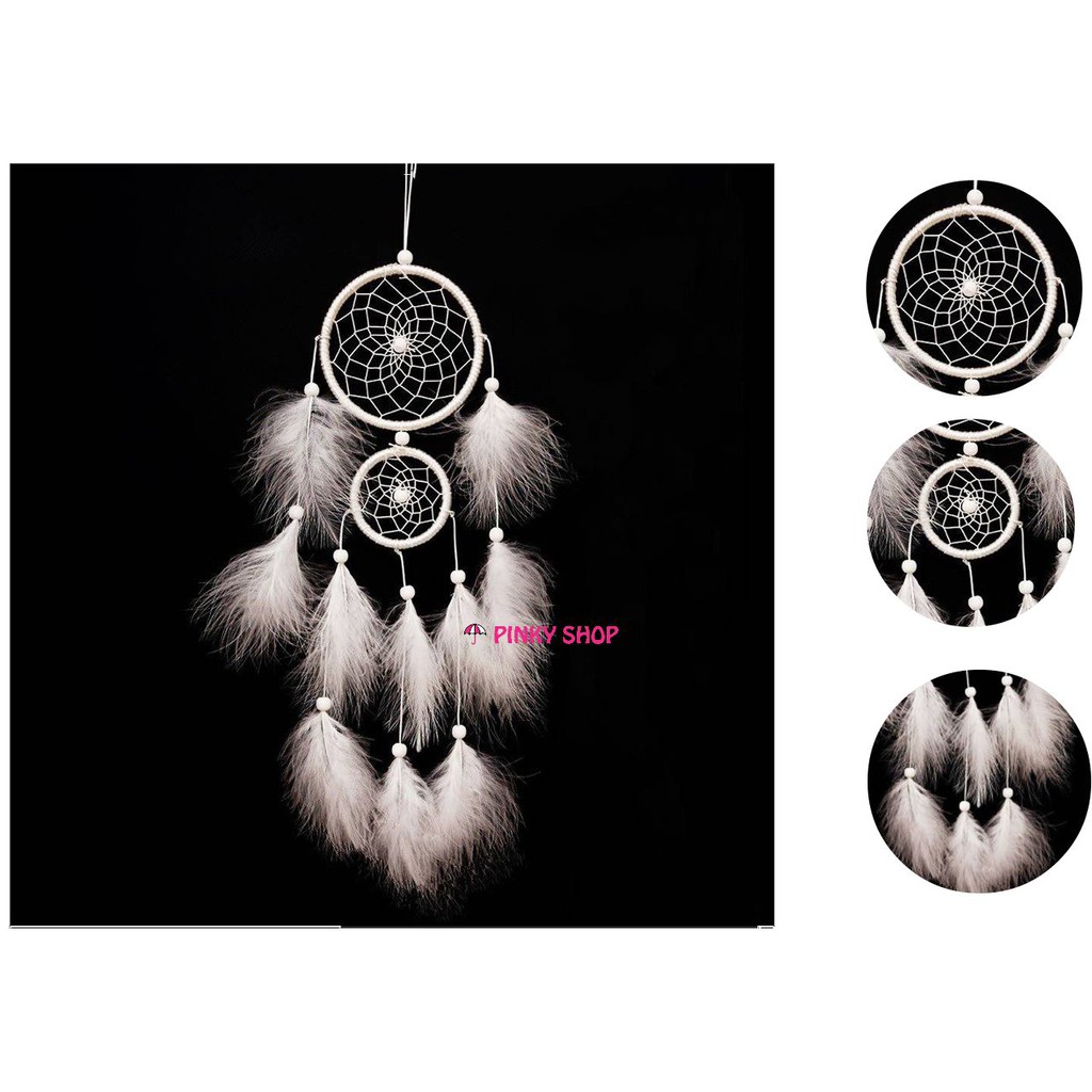 Dreamcatcher treo tường, dream catcher lớn decor trang trí nhà Pinky Shop màu trắng tinh khôi mã DRD26