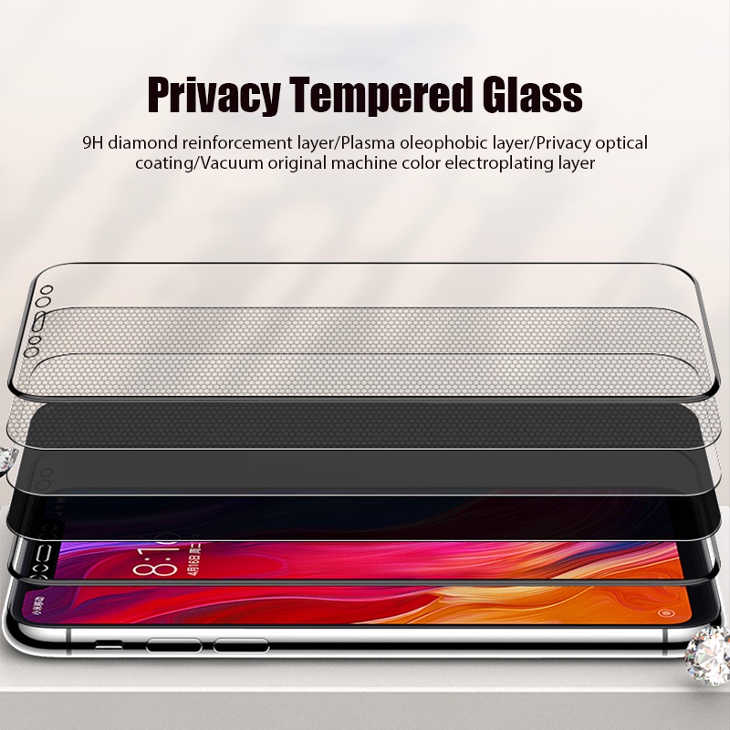 Kính Cường Lực Toàn Màn Hình Chống Nhìn Trộm Cho Xiaomi Mi 10T 9T Pro 5G 10 9 A3 X3 NFC M3 M2 F2 C3 Lite