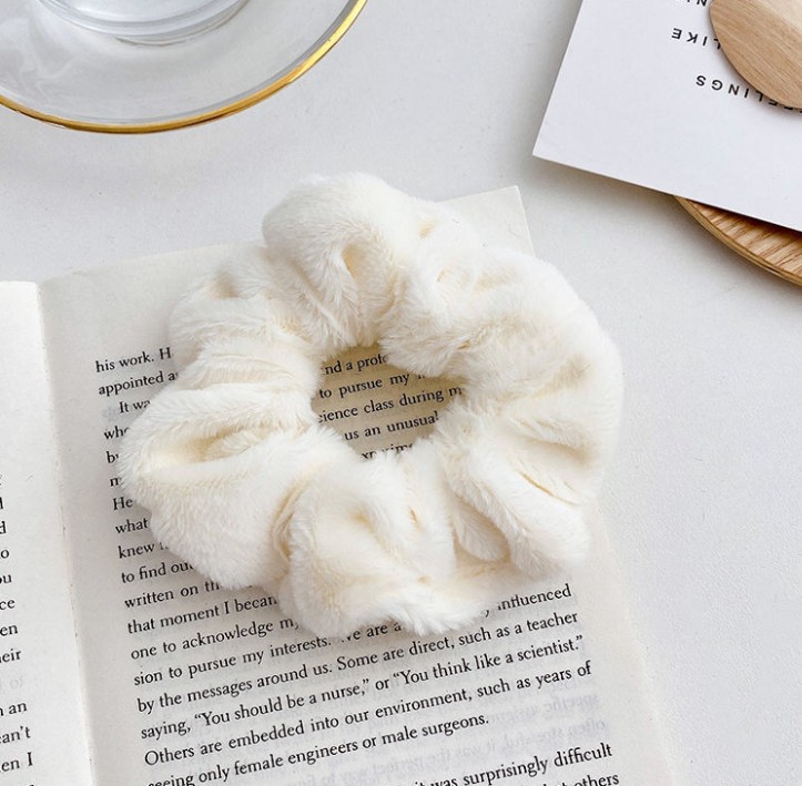 Dây Buộc Tóc Co Giãn Phối Lông Nhung Xinh Xắn Cho Nữ