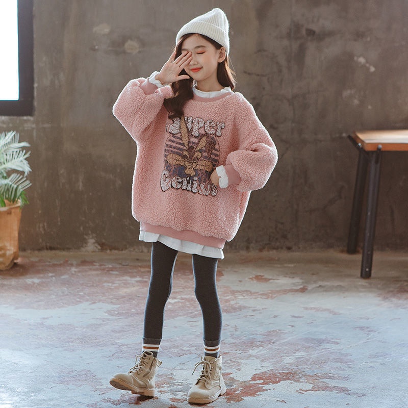 Áo kiểu vải Cashmere giả hai lớp kiểu Hàn Quốc xinh xắn cho bé gái