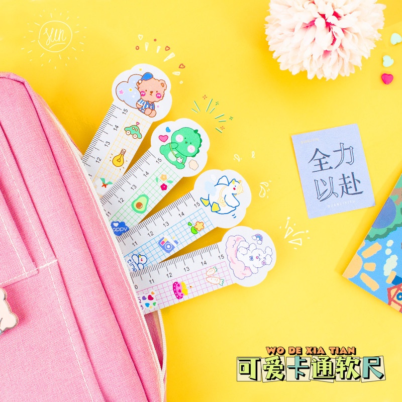 Thước kẻ cute hoạt hình dễ thương, thước kẻ nhựa chiều dài 15cm đồ dùng học tập làm quà tặng học sinh