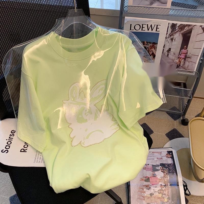 Áo Thun Ngắn Tay In Hình Thỏ Dễ Thương Phong Cách Hàn Quốc Cho Nữ