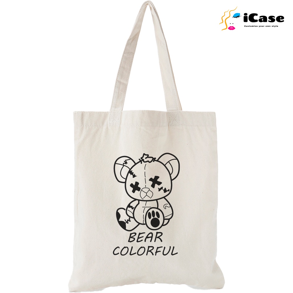 Túi vải Canvas iCase bộ sưu Bear Basic - nhiều kích thước