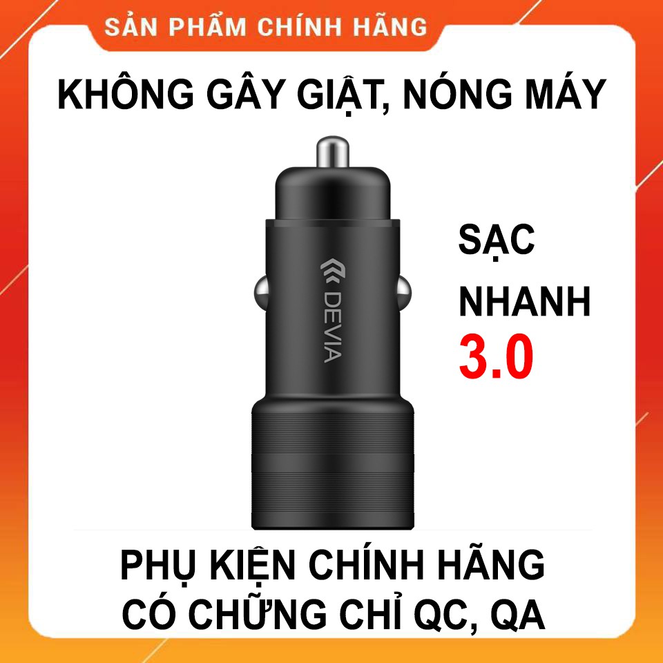 [Mã BMBAU50 giảm 10% đơn 99k] Sạc trên xe hơi Devia Traveller hỗ trợ sạc nhanh Q.C 3.0- hàng chính hãng