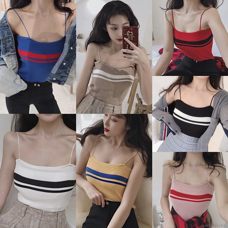 Áo Tank Top Dệt Kim Hoạ Tiết Kẻ Sọc Thiết Kế Quyến Rũ | BigBuy360 - bigbuy360.vn