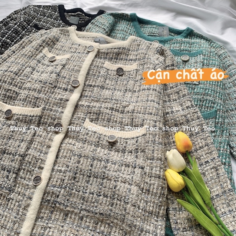 [SALE XA]  ÁO KHOÁC DẠ LEN BA MÀU TRẮNG XANH ĐEN SANG CHẢNẢ