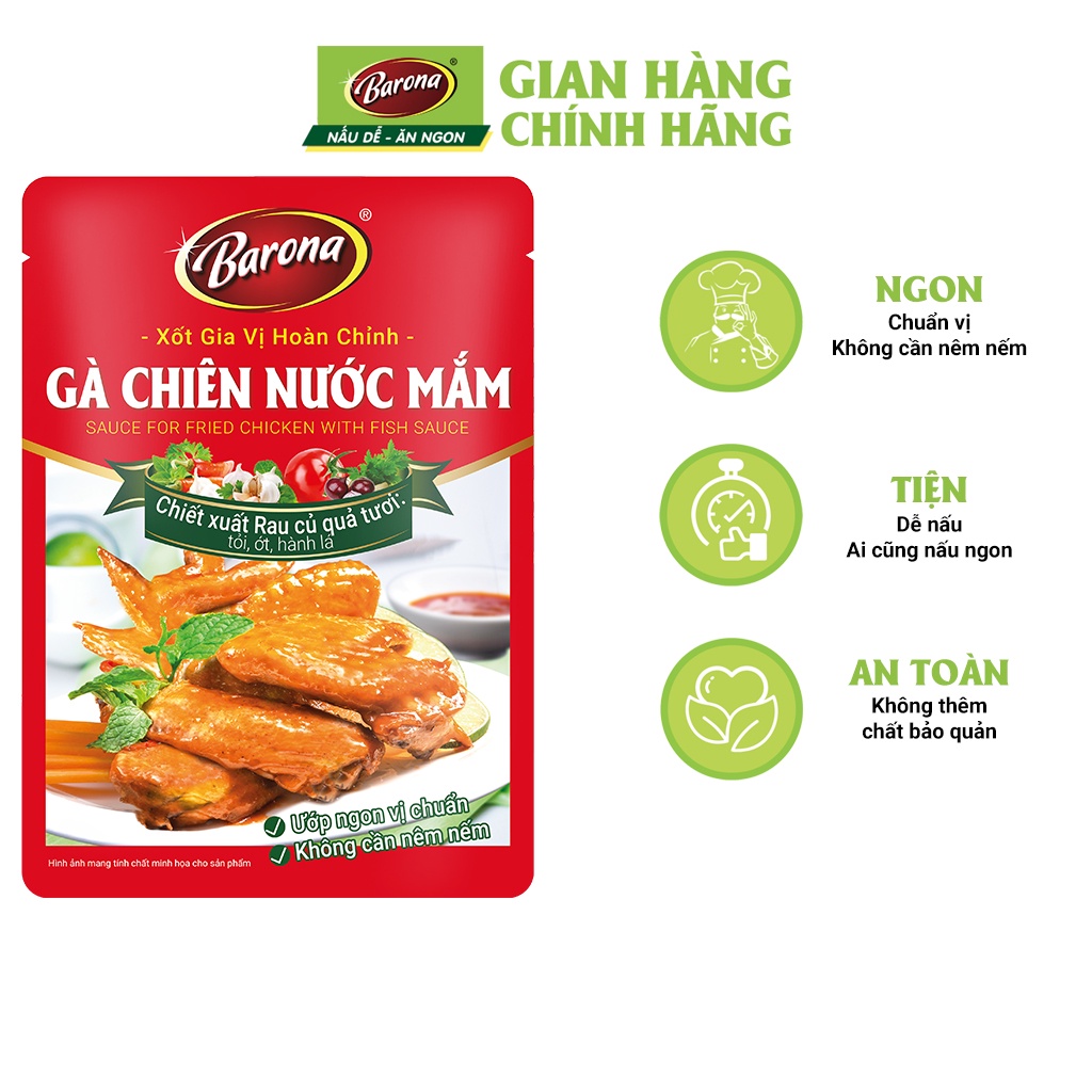 Gia Vị Gà Chiên Nước Mắm Barona 80g ướp ngon chuẩn vị không cần nêm nếm