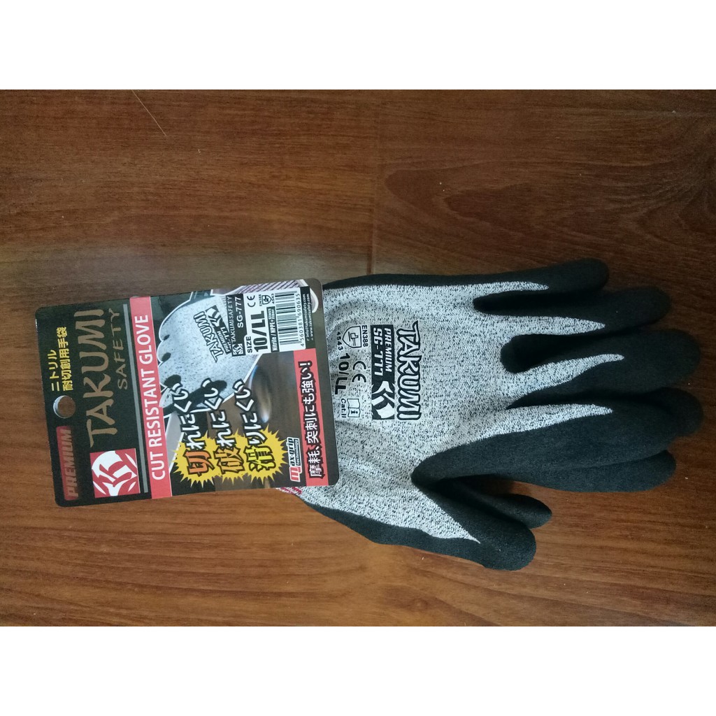 Găng tay Takumi phủ nitrile màu xám, chống cắt SG-777