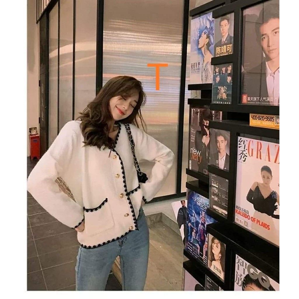 [ Mã FAMAYWA2 giảm 10K đơn 50K] Áo cadigan len viền DTR1120 | BigBuy360 - bigbuy360.vn