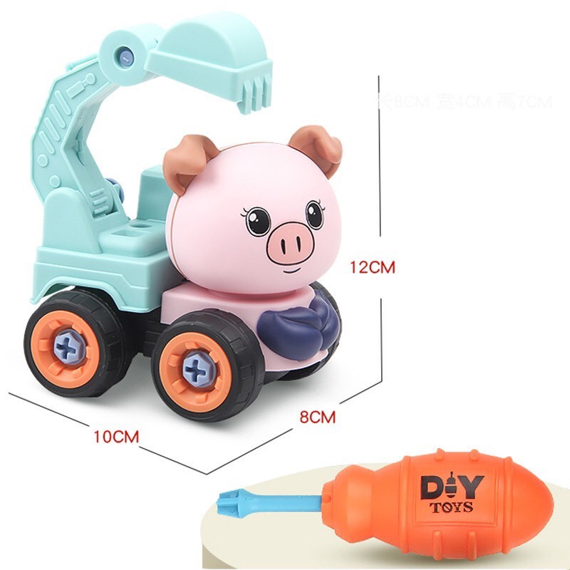 đồ chơi mô hình oto công trình xây dựng set 4  cute , cần cẩu, máy xúc... cho trẻ em,  cho bé thoả sức sáng tạo