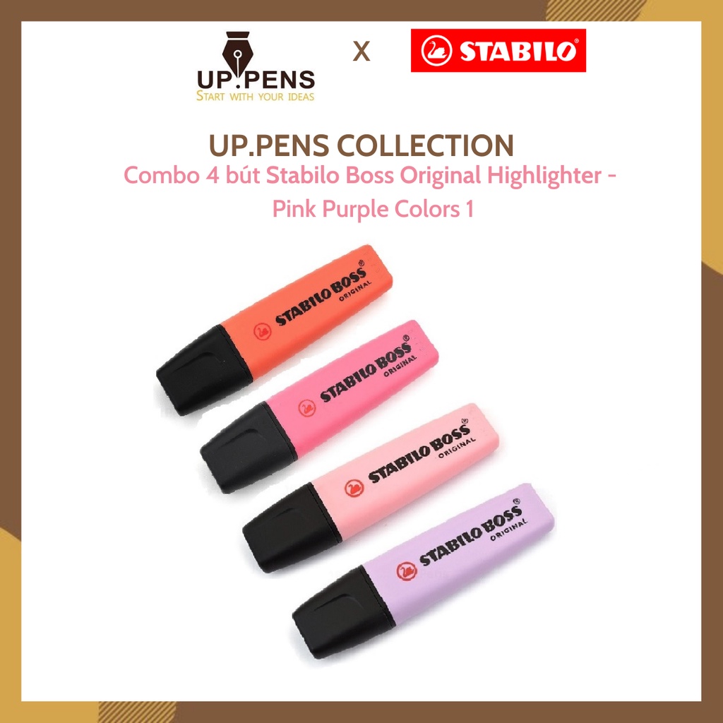 Combo 04 bút dạ quang Stabilo Boss Original Highlighter - UP.PENS Collection - Pastel Colors 1