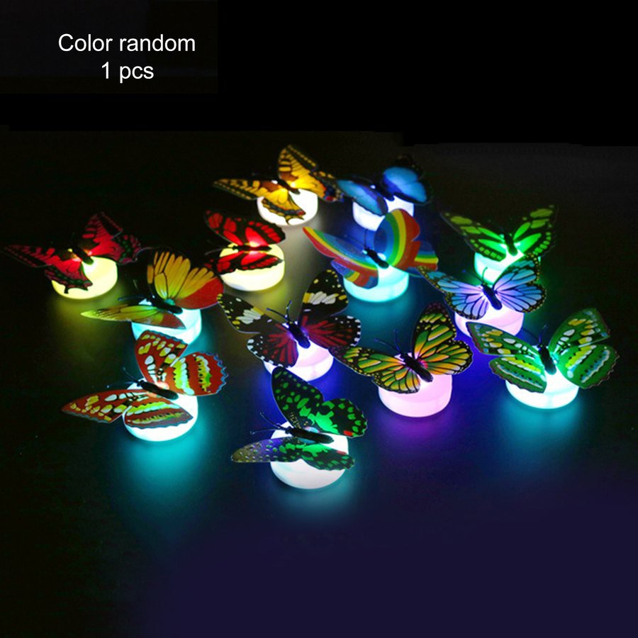 【COD】Colorful Butterfly Night Light Pasted LED Decorative Wall Light Wall Sticker