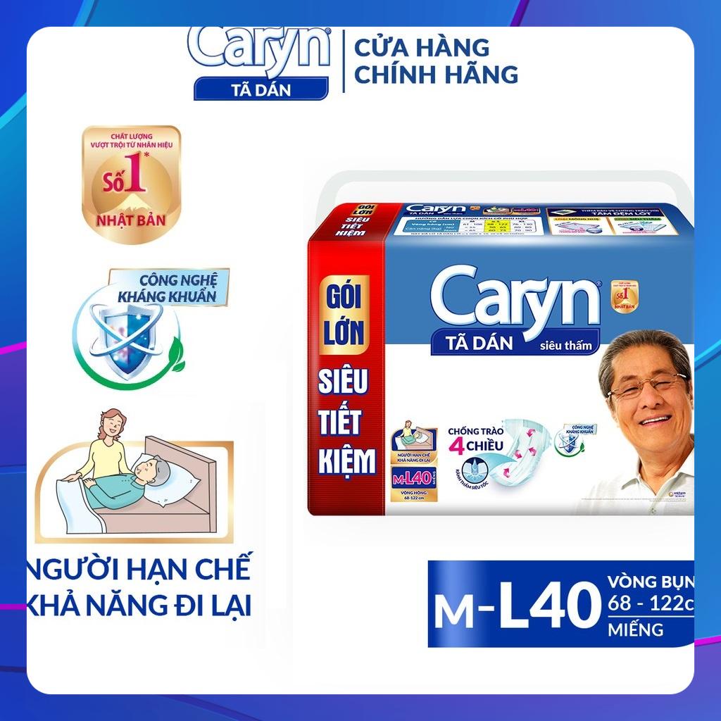 [THÊM 4MIẾNGTã Bỉm Dán Người Lớn Caryn Siêu Thấm Size L40 Miếng Gói Siêu Tiết Kiệm, người già vòng bụng 68-122cm