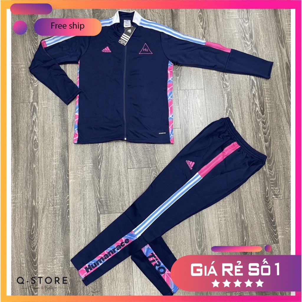 Bộ thể thao Adidas HUMAN RACE TRACK JACKET NAVY PINK - GI7451 GI7452 | HÀNG XUẤT DƯ XỊN 100%