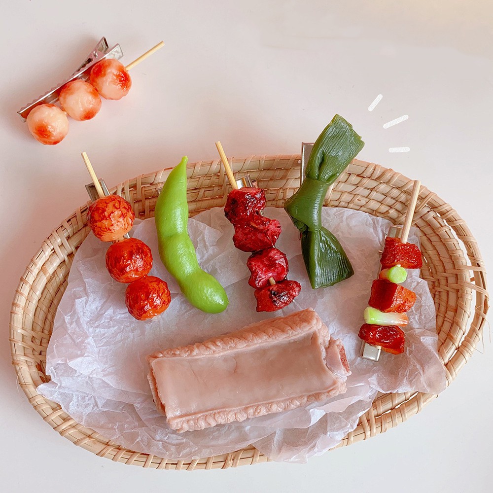 Kẹp tóc Hàn Quốc họa tiết xiên que nướng cực HOT cho nữ