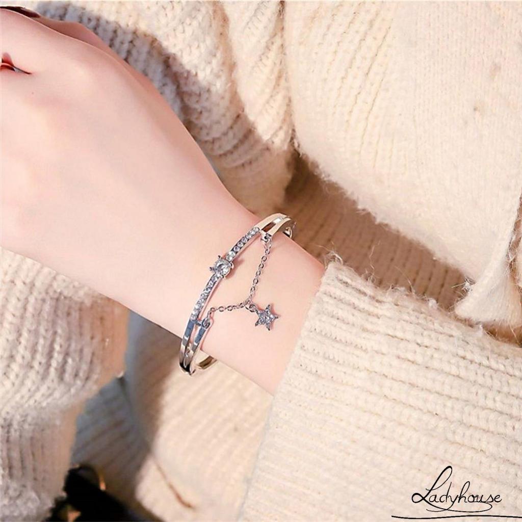 Vòng Tay Đính Đá Hình Ngôi Sao Năm Cánh Thời Trang Cho Nữ