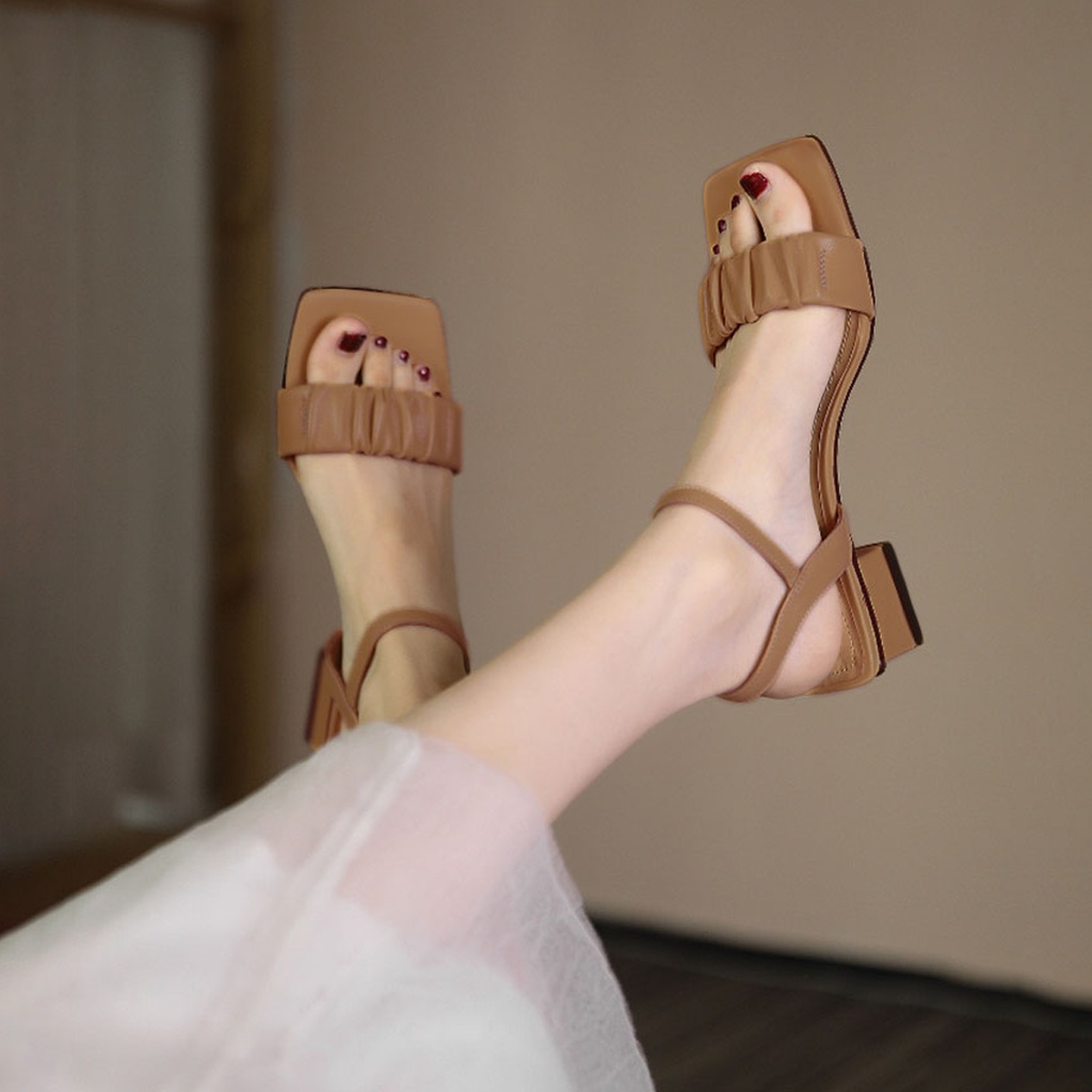 Giày sandal nữ DILY gót vuông quai nhún cao 3cm_AA0261