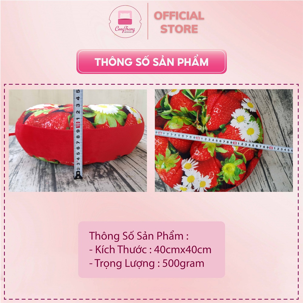 Gối Tựa Lưng, Đệm ngồi bệt Văn Phòng Trái Cây 3D, Gối Tựa Hoa Quả Ruột Bông Trắng - Size 40cm x 40cm
