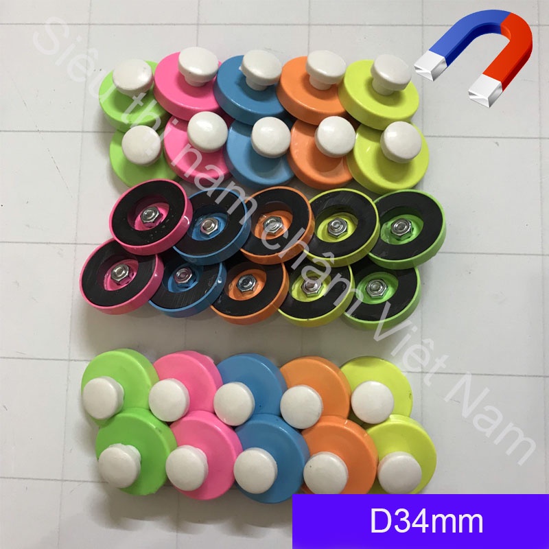 Nam châm chặn giấy siêu dính D34mm vỉ nhựa